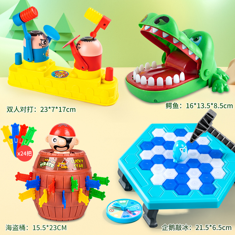 [4 피스 세트] 대형 노크 아이스 펭귄 X023-15 물린 악어 1631B 트릭 해적 양동이 1821B 대형 더블 배틀 X02