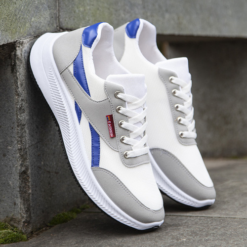 Casual men's shoes, spring mesh trendy student running shoes, fly woven lace-up sports travel soft-soled men's shoes