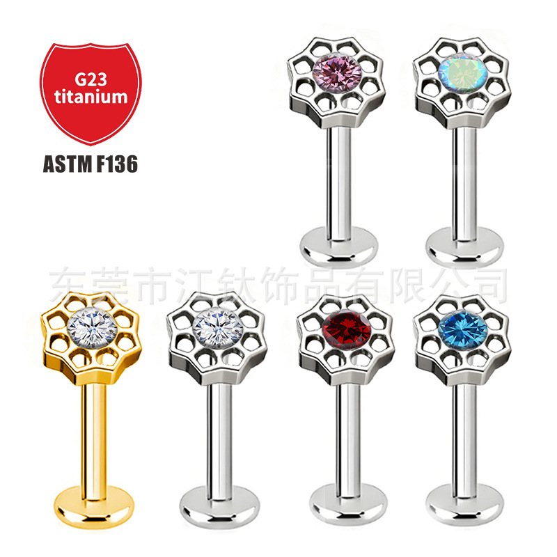 Pointed titanium steel lip stud product view