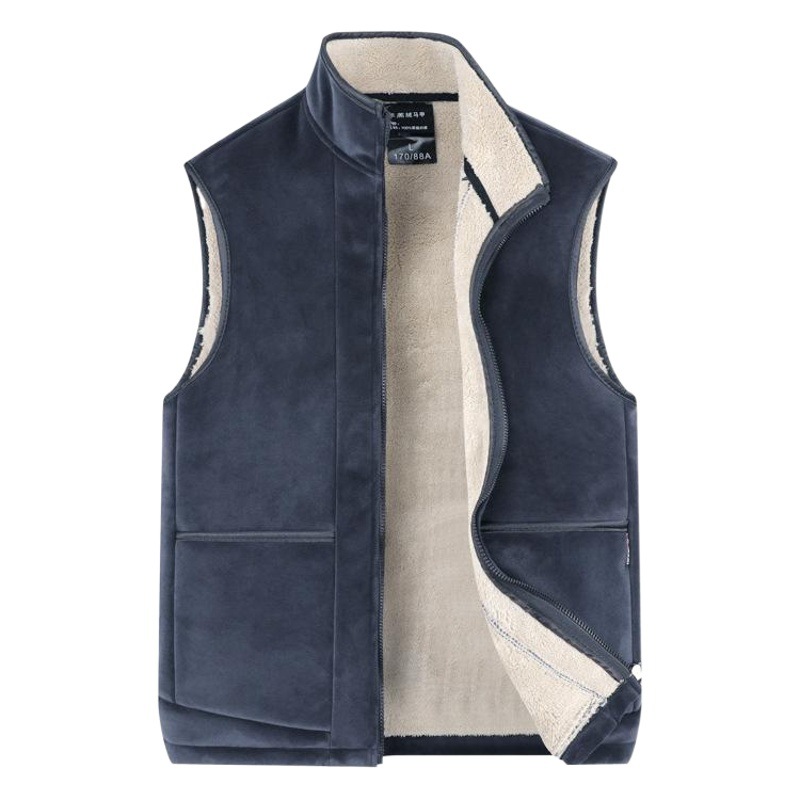 Chaleco para hombre para otoño e invierno, chaleco informal cálido con cuello alto y forro polar, chaleco cálido versátil con forro polar de lana de cordero.