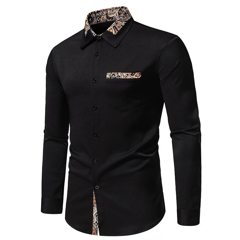 2024 Spring New European Size Men's Fashion Triangle Neck Cashew Flower Colored Long sleeved Shirt for Men_vogarts.com