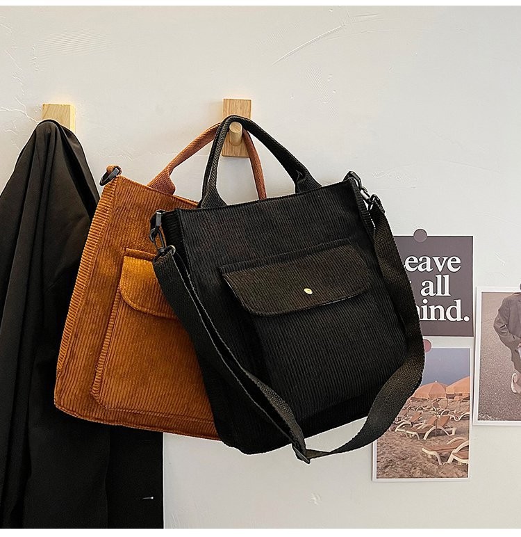 Cross-border Japanese Autumn and Winter Corduroy Bag Handbag Simple All-match Artistic Large Capacity Shoulder Crossbody Bag
