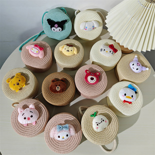Children's bags wholesale cartoon large mixed small round straw bags strawberry bear girls boys small bags