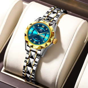 genuine goods ladies fashion diamond explosion double calendar luminous waterproof net red quartz watch solid with factory wholesale