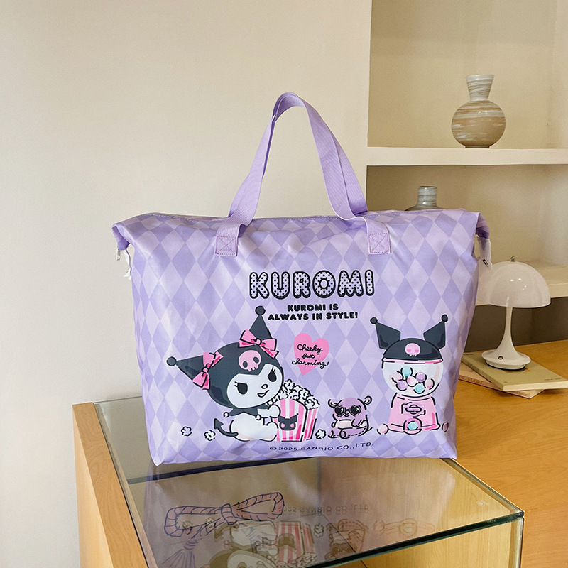 Sanrio Kuromi Daily Shopping Commuting Cartoon Bag Fashionable Large Capacity Children's Storage Bag Handheld Travel Bag