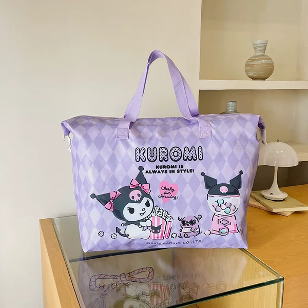Sanrio Kuromi Daily Shopping Commuting Cartoon Bag Fashionable Large Capacity Children's Storage Bag Handheld Travel Bag