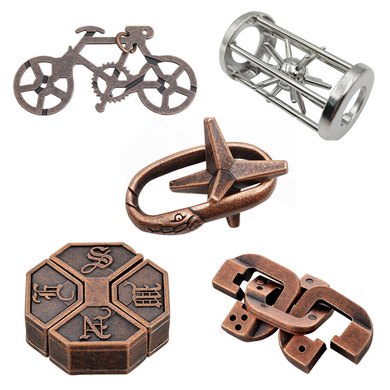 Puzzle亜鉛合金知能解環セット九連環ロック解除知育玩具魯班錠マジック孔明錠|undefined
