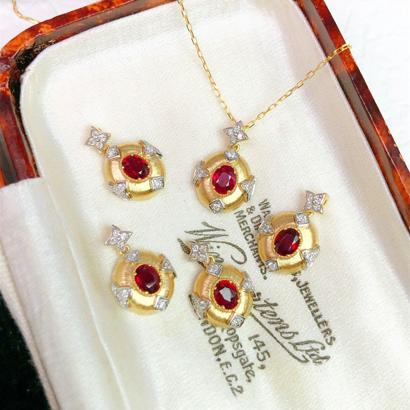 Vintage Style Oval Copper Inlay Artificial Diamond Pendant Necklace 1 Piece