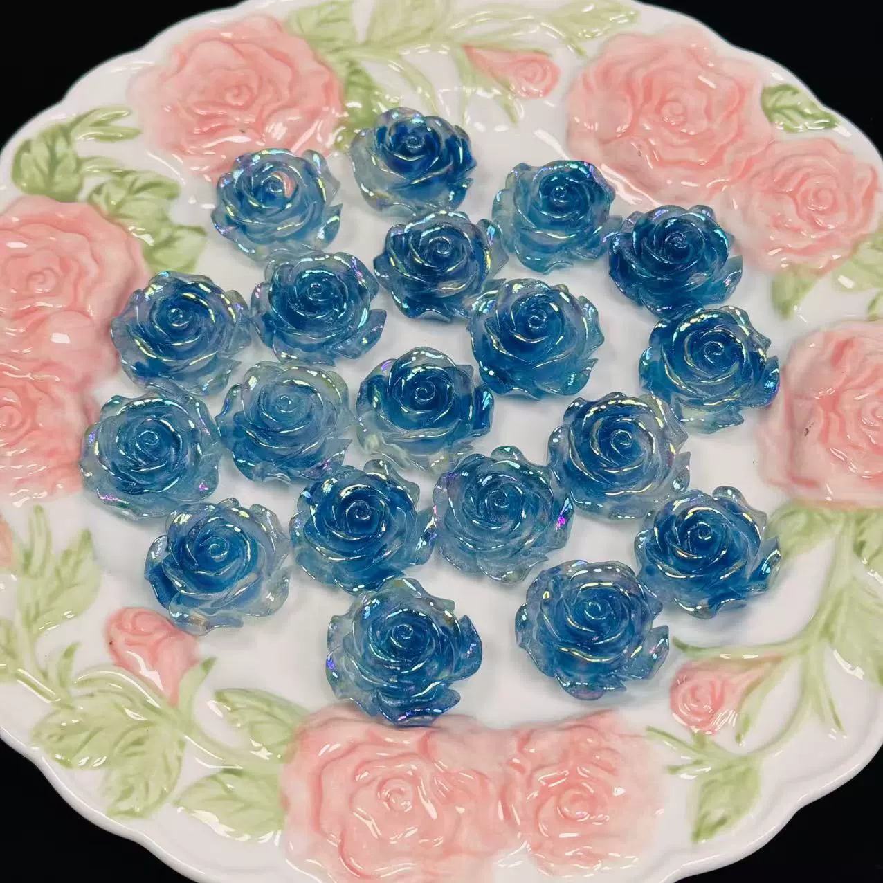 Mabeca 30 small round rose glitter resin accessories diy mobile phone case live broadcast room blind bag accessories