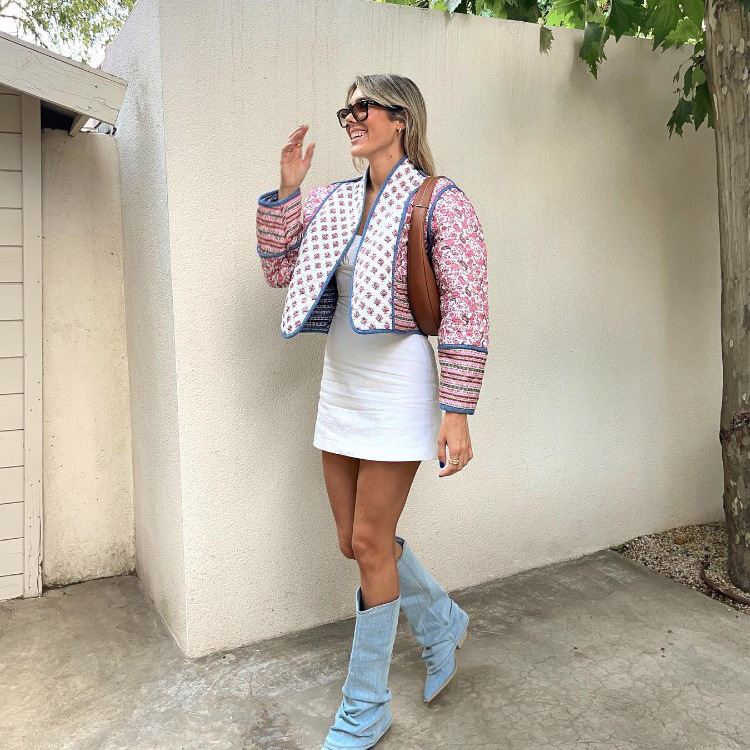 Women's Reversible Printed Jacket Lightweight Autumn Cotton Coat_voghion.com