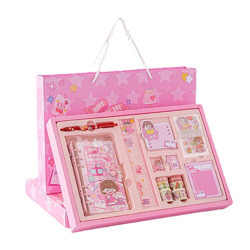 Cute Handwriting Notebook Set Loose-leaf Handwritten Diary Full Set Wholesale Cartoon Student Stationery Gift Goka Handwriting Diary Gift Box