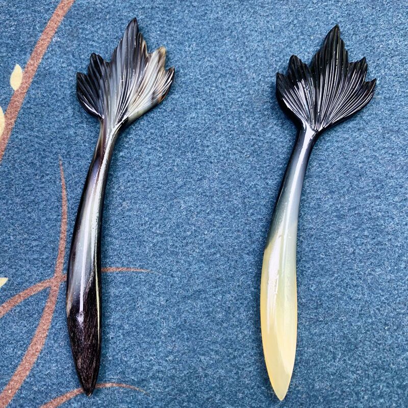高貴な羊角孔雀の尾ヘアピン、天然古代スタイルの彫刻ヘアアクセサリー、高品質の中国風のチャイナドレスと漢服のヘアピン|undefined
