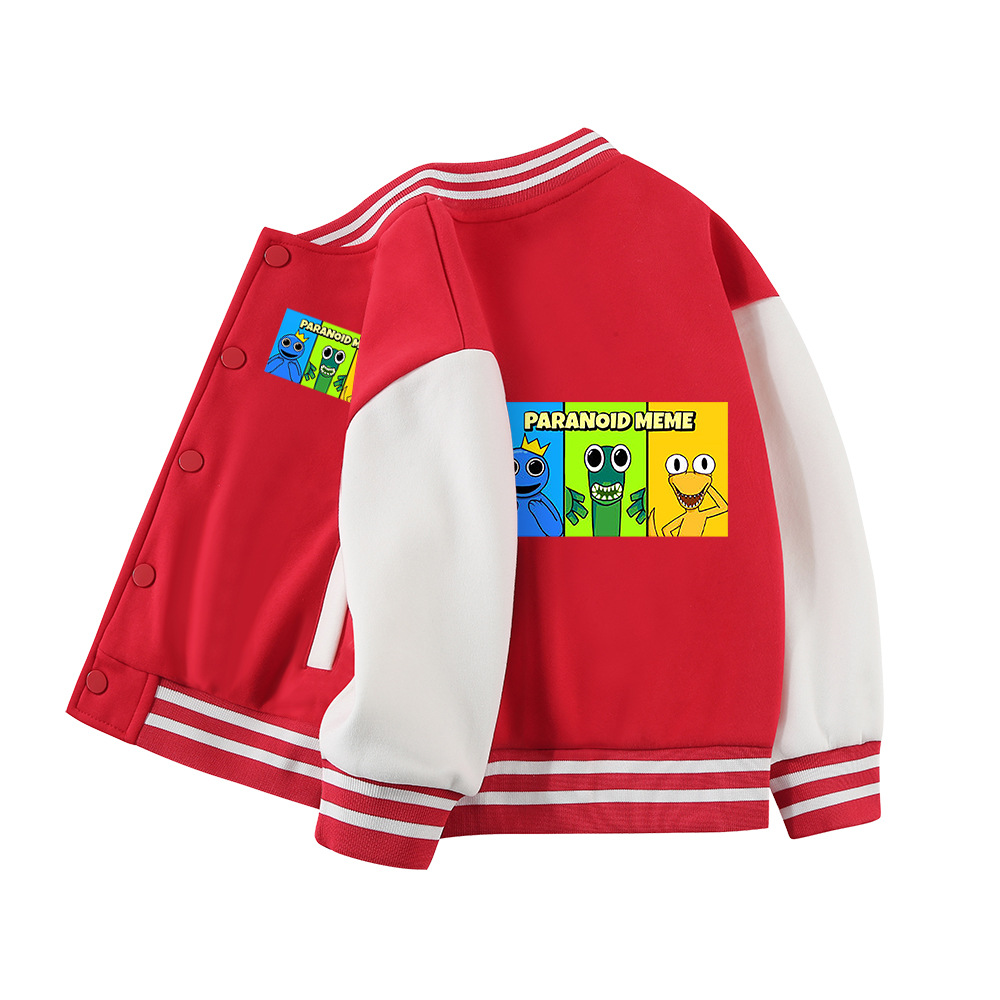 무지개 친구 소년 코트 2025 새로운 가을과 겨울 옷 어린이 느슨한 스포츠 어린이 서양식 야구 옷