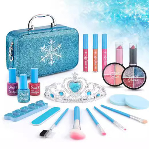 Cross-border children's cosmetics toys princess girl dollhouse makeup eyeshadow nail polish crown makeup box set