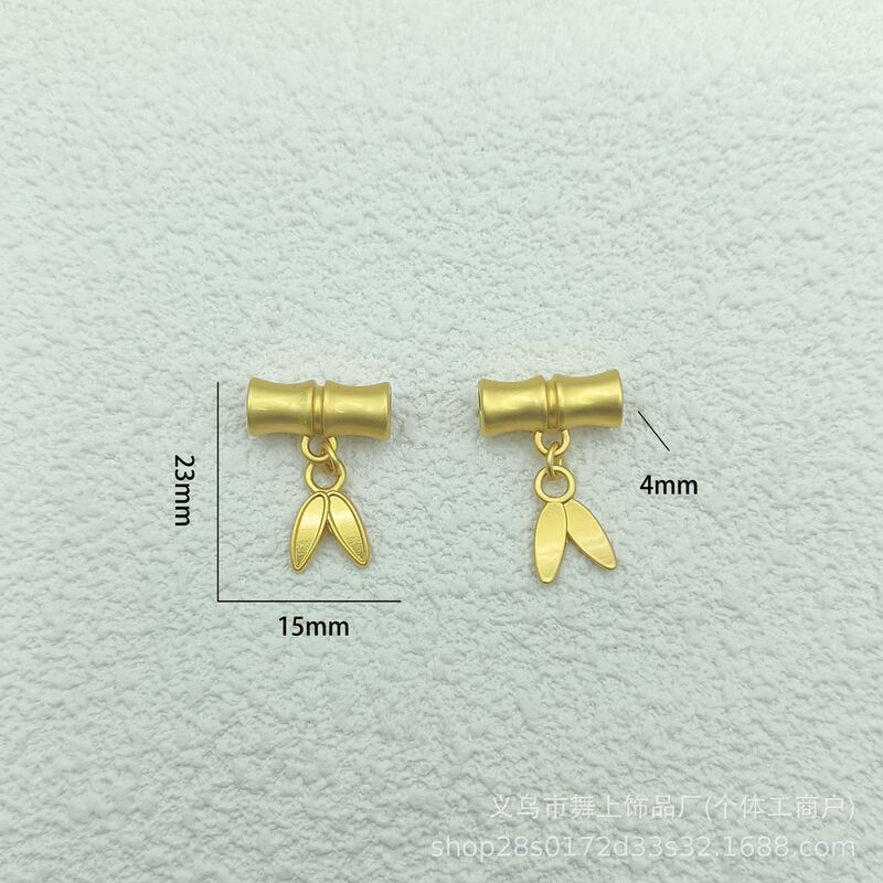 古法金保色竹节通孔福字画油吊坠配件国风节节高升竹子服饰材料包|undefined