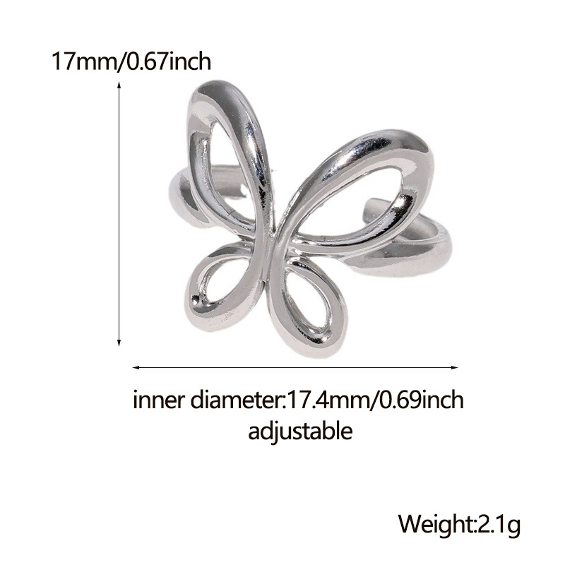 PVD Coated Animal Prints Jewelry Geometric 304 Stainless Steel Casual Simple Style Waterproof Non Tarnish Open Rings display picture 33