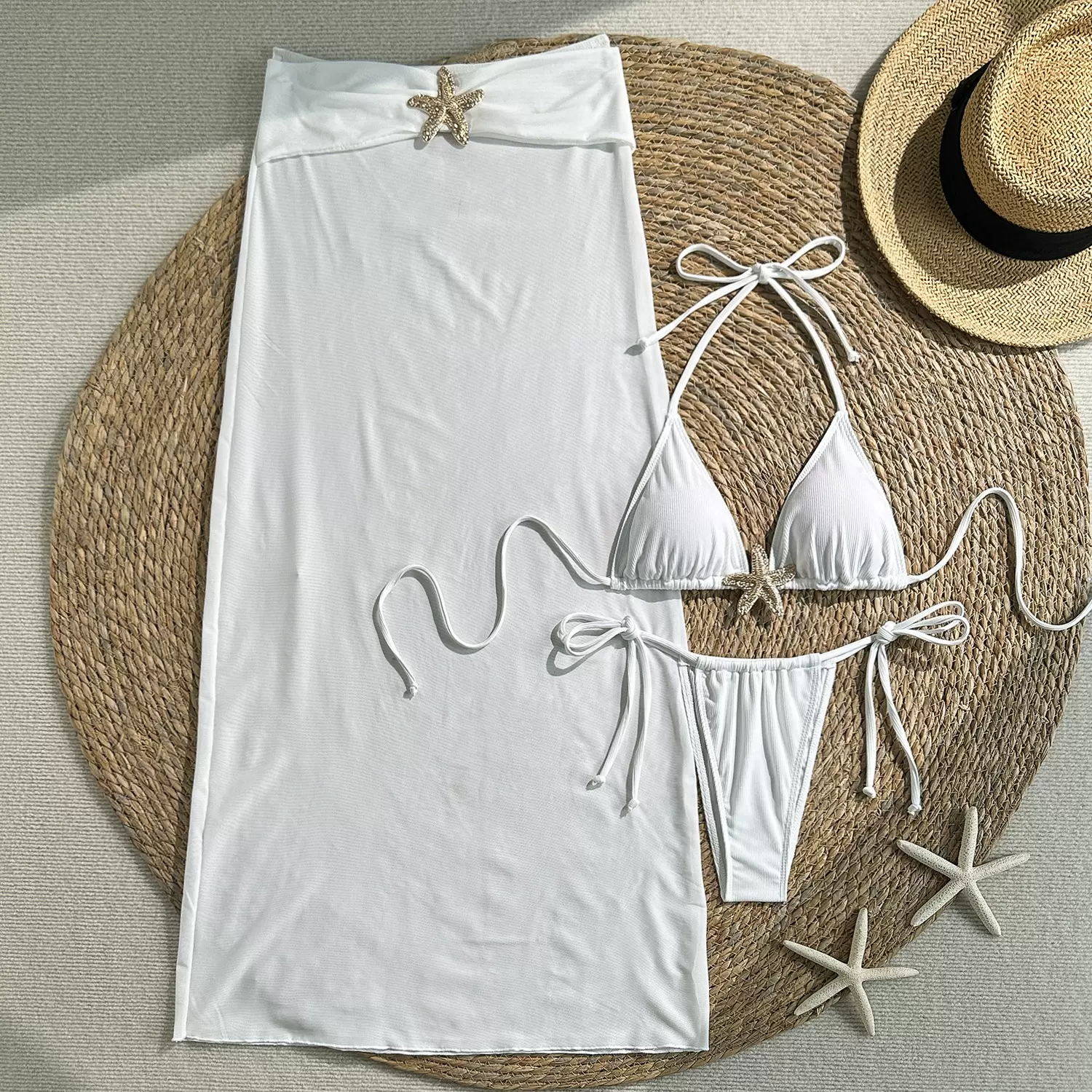 2026欧美新款时尚性感分体式三件套泳衣沙滩比基尼bikini跨境泳装