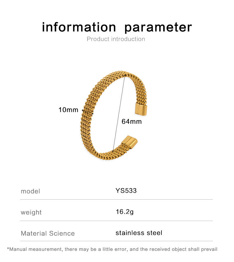 22g Weight PVD Coated Gold Plating Process PVD Coated 18K Gold Real Gold Plated C Shape 304 Stainless Steel Fashion Waterproof Non Tarnish Bangle