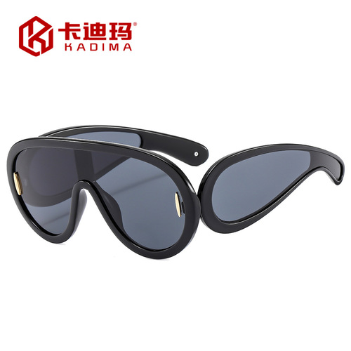 European and American new fashion one-piece large-frame sunglasses men's wide-leg sports sunglasses cross-border punk futuristic glasses