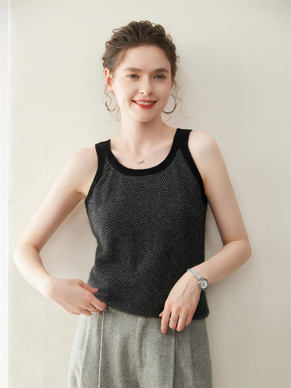 Cashmere Soft Solid Color Skin-Friendly Sleeveless Women's Knitted Camisole New Soft Autumn and Winter Comfortable Herringbone Pattern