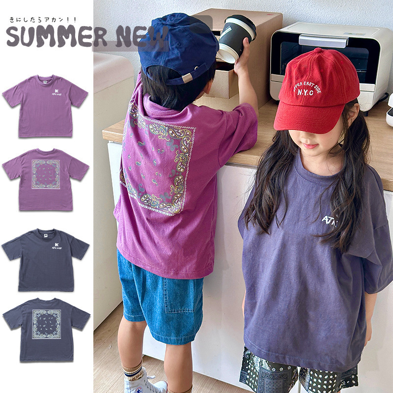 男児tシャツ2025夏の子供半袖tシャツファッション子供服夏服中の大童純綿上着新|undefined