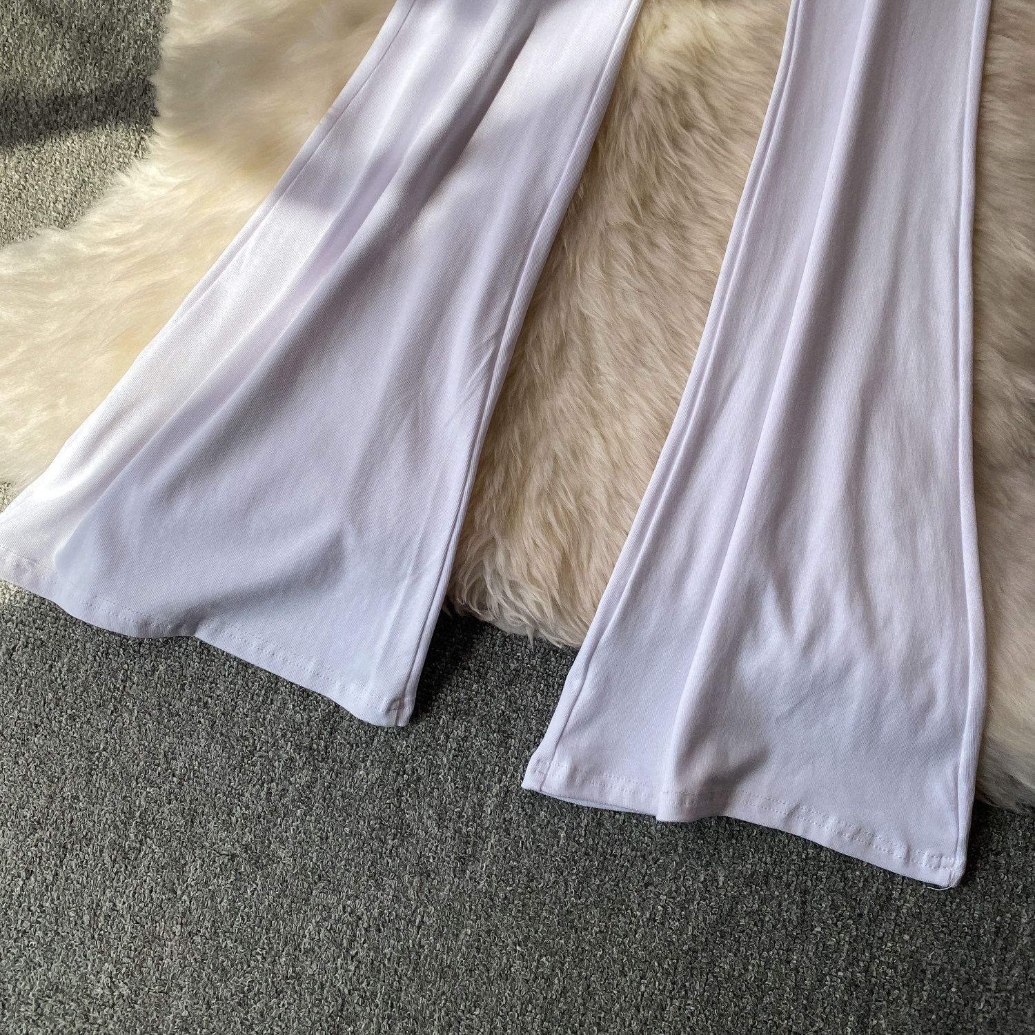 Korean Style High-Waisted Striped Flared Pants Women's Slimming Elongating Summer Bottoms Simple Stylish Polyester Capris_ecoleips.com
