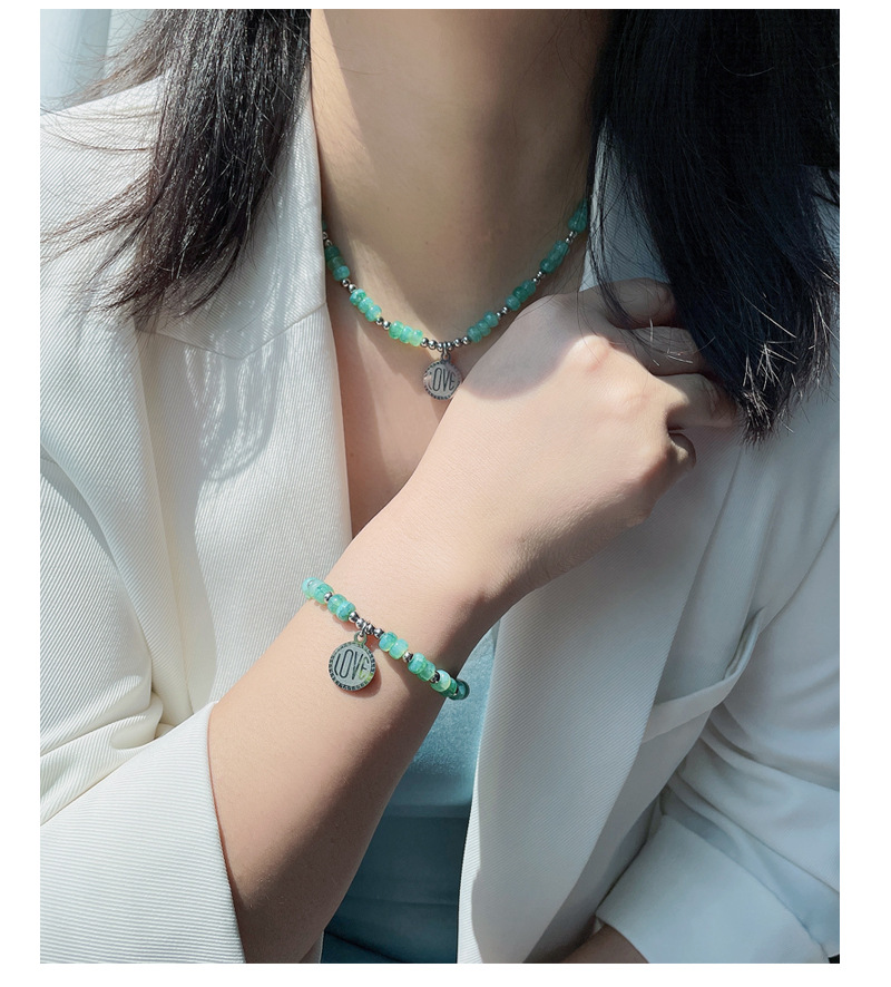 Simple Style Round Artificial Crystal Titanium Steel Beaded Jewelry Set