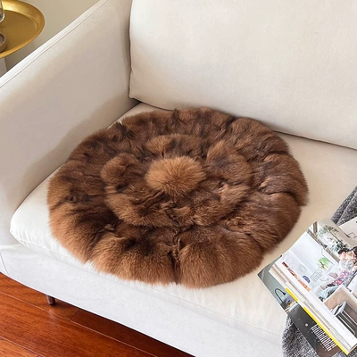 Car Carpet: Fur Villa Model Room Decoration - brown-natural-fox-fur-approximately-48cm-in-diameter-cushion