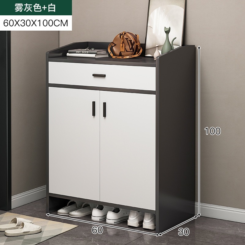 [강화 및 서랍용 소재 업그레이드 - 도어 2개, 서랍 1개] 60-30-100 포그 그레이 + 화이트 - 1x1x1cm - 조립품