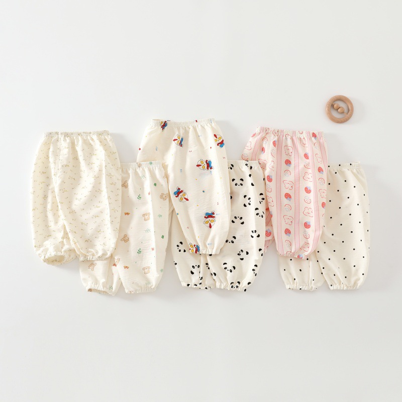Summer Children's Anti-Mosquito Pants for 1-5 Years Old, Casual Lantern Pants for Boys and Girls, Cloud Cotton Home Pants, Air Conditioning Pants