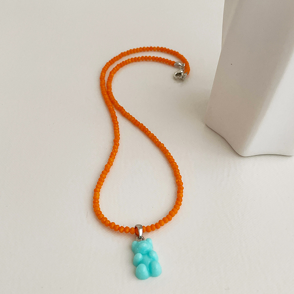 1 Piece Fashion Bear Artificial Crystal Beaded Womenu0027S Pendant Necklace
