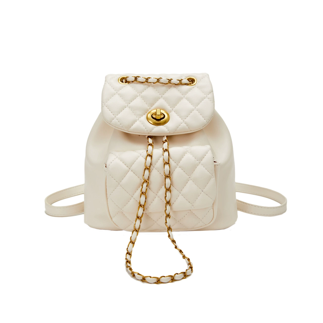 Fashionable backpack with diamond pattern, one-shoulder bag, Chanel style