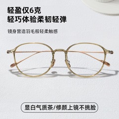 すっぴん茶色メガネ近視女性韓国版高さ数目枠卸売り50045純チタンメガネフレーム超軽量6g