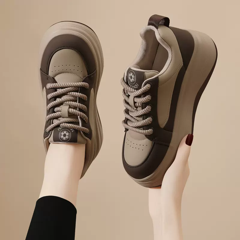 网红爆款板鞋女款2025春秋季新款厚底增高女鞋休闲运动百搭单鞋