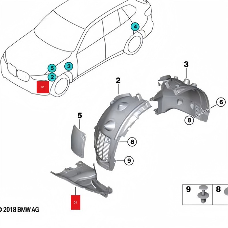 Suitable for Bmw X5 Gearbox, X6 Body, X7 Front Bumper, 30I Side Panel, 40 Lower Guard Plate, G05 Chassis, G06 Mudguard, G07