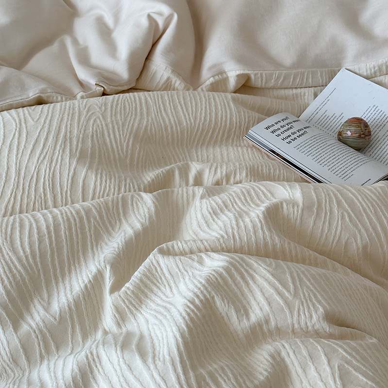 Cotton Jacquard Four Piece Bedding Set With Tree Pattern Texture_voghion.com
