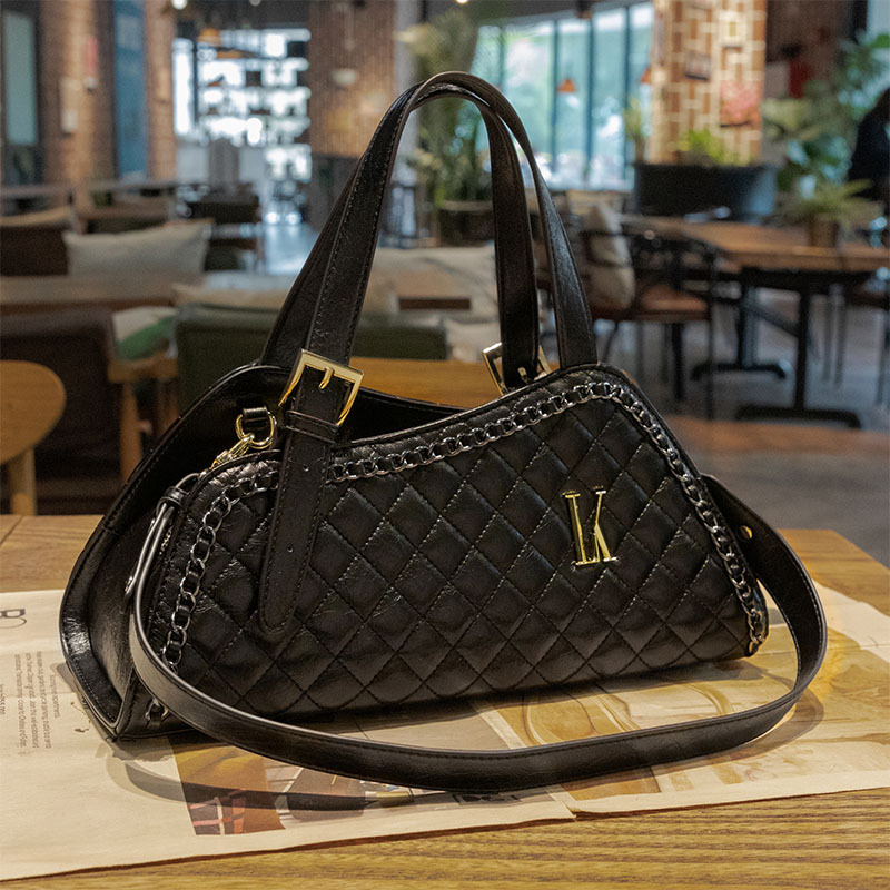 Diamond Quilted Embroidery Thread LK Women's Fashion Commuting Versatile Single Shoulder Crossbody Saddle Bag_voghion.com