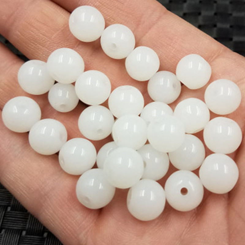 Imitation Xinjiang Hetian Jade Round Beads Imitation Jade Scattered Beads Sheep Fat White Jade Bracelet Necklace Accessories Beads Below Handmade Beads