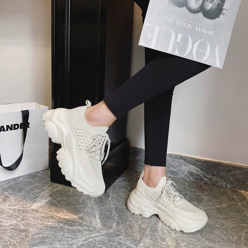 Летние новые стильные дышащие верх ботинок-«платформа» dad shoes малый размер 32-34 кэжуал спортивные кроссовки