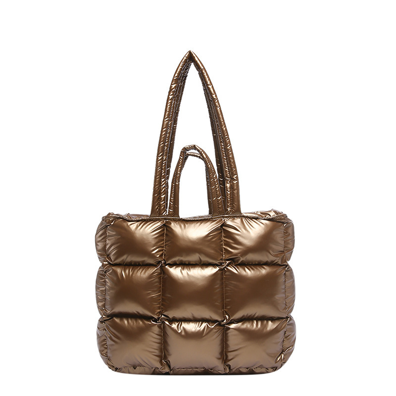 2024 estilo de invierno transfronterizo de nueve palacios chaqueta de algodón espacial suave de algodón de plumón bolso de hombro de mano bolso de mujer de algodón relleno