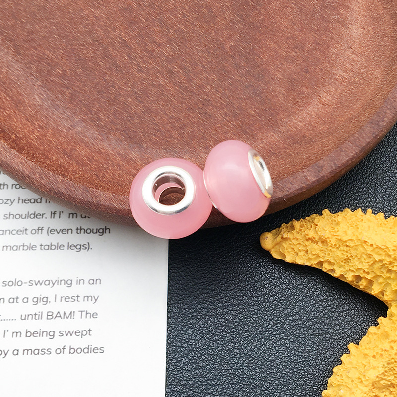 1 Rosa panjia agujero grande cuentas de colores accesorios de joyería redonda hecha a mano pulsera espaciador cuentas 20 estilos disponibles