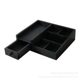 多功能办公收纳盒笔筒收纳桌面多格黑色香水收纳