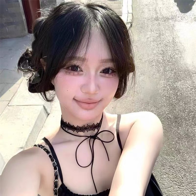 달콤하고 시원한 뜨거운 소녀 검은 나비 레이스 스트랩 목걸이 스택 초커 쇄골 체인 복고풍 디자인 목걸이