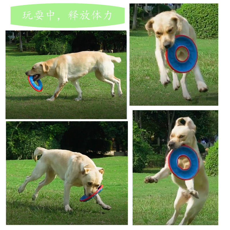 ペットフリスビー、浮き、噛みつき防止トレーニング、犬用インタラクティブリングフリスビーおもちゃ、犬用フードとウォーターボウルとしても使用可能|undefined