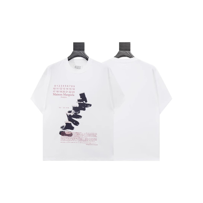 Cross-Border Maison Margiela Mm6 Digital Logo Overshoes Printed Double Yarn Pure Cotton Short-Sleeved T-Shirt Cross-Border Maison Margiela Mm6 Digital Logo Overshoes Printed Double Yarn Pure Cotton Short-Sleeved T-Shirt