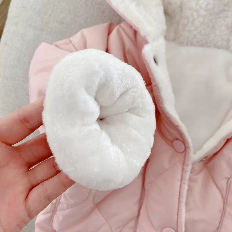 Детские флис зимнее милое термобелье с капюшоном, пуховик, 0–8 лет