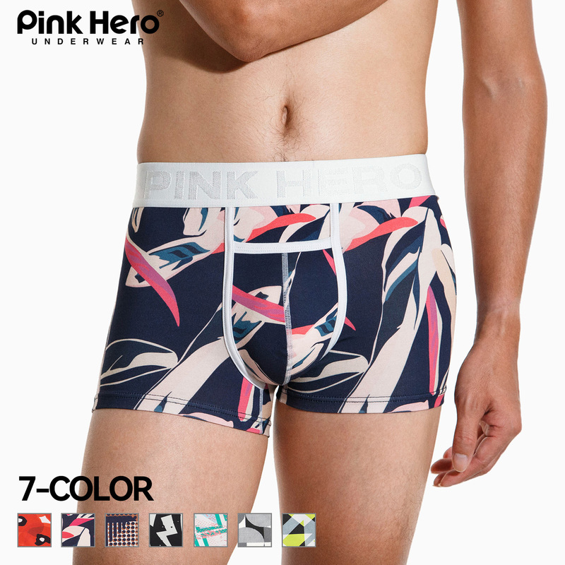 Men's Boxer Briefs European Size Men's Pocket Underwear Flat Corner Cotton Digital Printed Soft and Fadeless