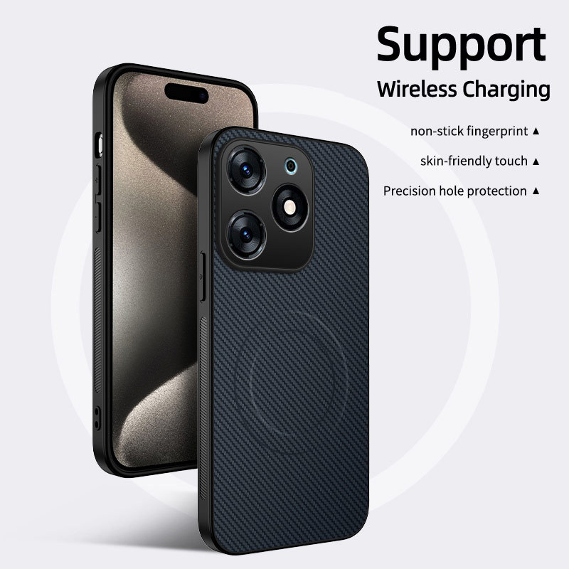 INFINIX HOT60PRO+ 携帯電話ケースに適した新しいカーボンファイバーパターン POVA 7ultra 磁気吸引ケース|undefined