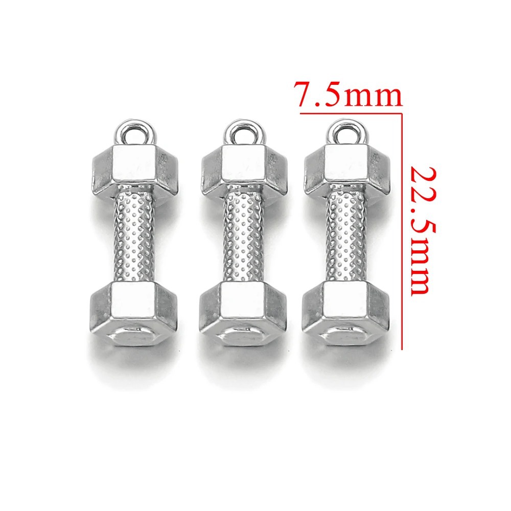 Stainless Steel Hydraulic Dumbbell Pendant-Steel Golden Long 22.5mm Personalized Diy Handmade Jewelry Accessories Wholesale display picture 7