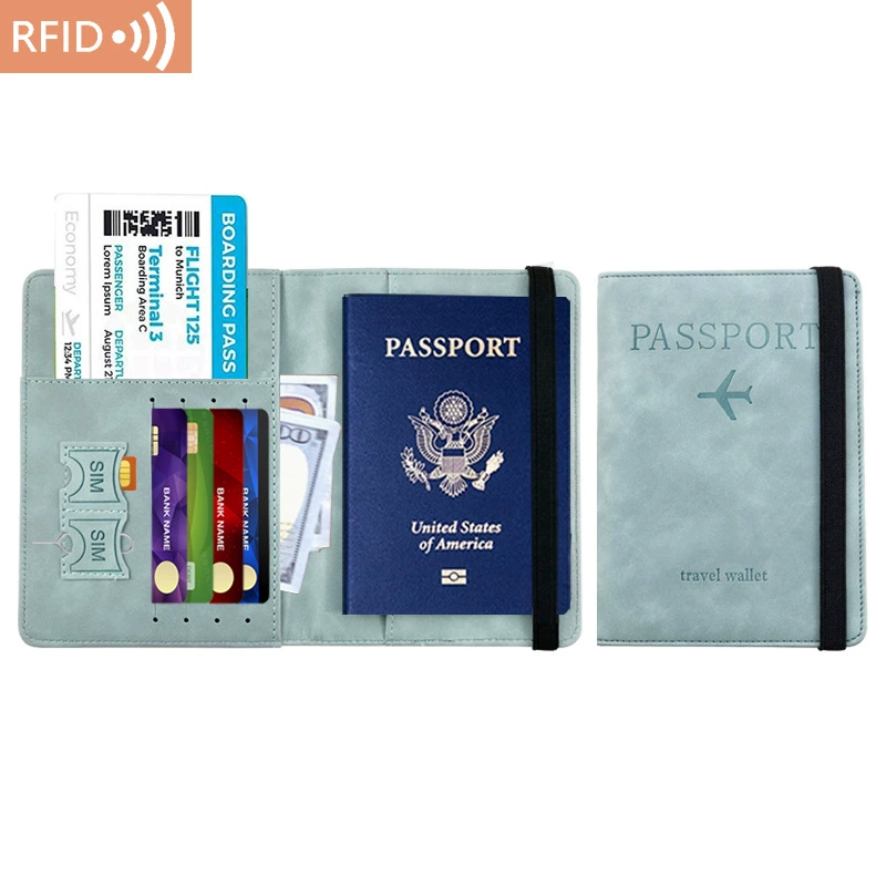Портмоне для паспорта (из кожзаменителя) с блокировкой RFID, мультикарточный дорожный кошелек, 15×11×1 см